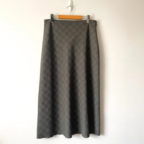 Aritzia Wilfred Devotion Twill Maxi Slip Skirt Lyle White/Black Check Size 10 - Picture 7 of 12